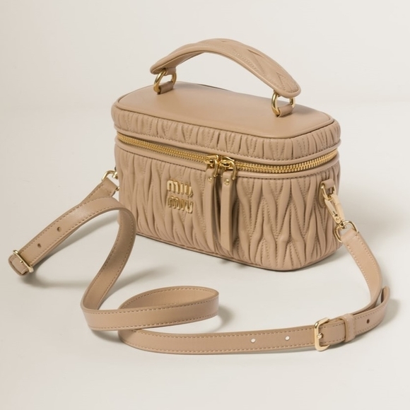 Miu Miu Tan Matelasse Leather Shoulder Bag Sand - Picture 1 of 5